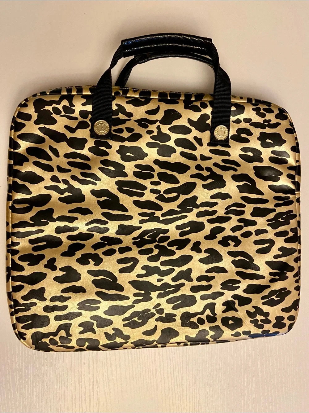 Betsey Johnson Betseyville Gold and Black Leopard Laptop Bag